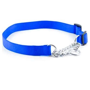 Imagem de Coleira Ajustavel Guia 1.5cm Aço Elo Torcido Pet Caes Cachorro Semi Enforcadora Passeio