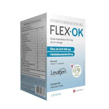 Imagem de Flex OK Suplemento Alimentar Genom 60 Cápsulas com Colágeno e Ácido Hi