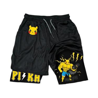 Imagem de Shorts De Treino Masculino De Algodão Branco Pokemon Squirtle, Calças 