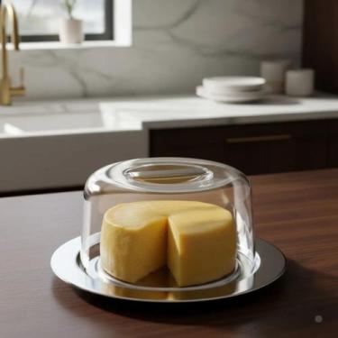 Imagem de Queijeira Porta Queijo De Inox Prato Bolo Grande - PeP Magalu