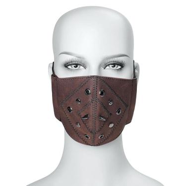 Imagem de Máscara facial de couro reutilizável com impressão digital punk de Halloween