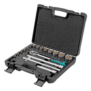 Imagem de Jogo De Ferramentas Encaixe 1/2pol Cromo Vanadio Maleta Plastica 18pcs Stels