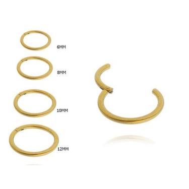 Imagem de Piercing Argola Lisa Clicker Segmento Aço Cirúrgico Ouro PVD Cor:Doura