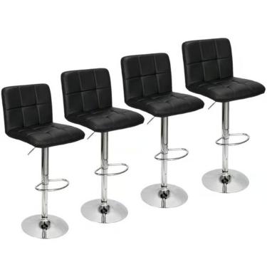 Imagem de Kit C|4 Banqueta Gomos Confort Giratoria, Com Regulagem De Altura Preta