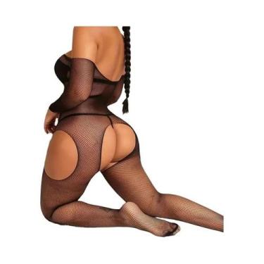 Imagem de Conjunto De Lingerie Sexy Feminina De Verão: Body De Rede Sem Entreper