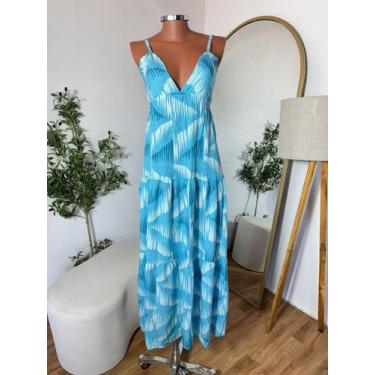 Imagem de Vestido Longo Viscolinho Alça Amarração Costa Nua Blogueira Soltinho V
