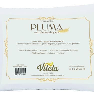 Imagem de Travesseiro Pluma De Ganso 70x50 Cm Percal 400 Fios Acetinado 1 Peça 100% Algodão - Branco