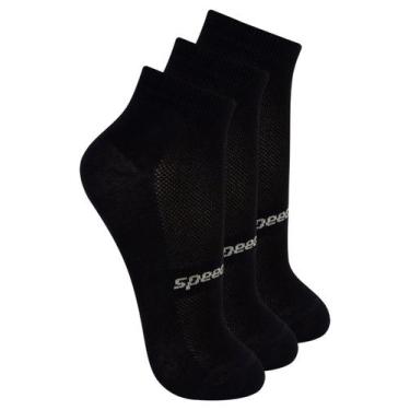 Imagem de Kit com 3 Pares de Meias Esportiva Cano Curto Speedo 8033, Preto, 33-3
