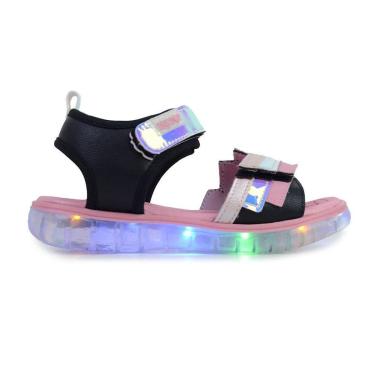 Imagem de Sandália Papete Infantil Feminina Klin Luz de Led Preta 2290-Feminino