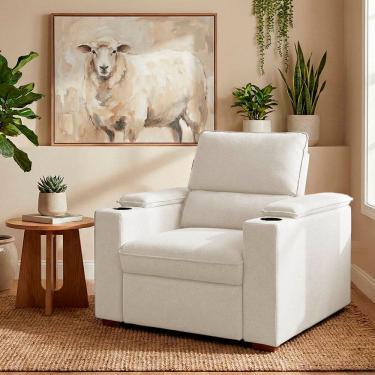 Imagem de Poltrona do Papai Reclinável Retrátil Liza Boucle Bege - Loja Sheep