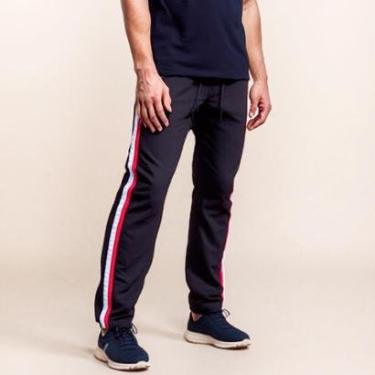 Imagem de Calça Masculina Tactel Popular com Listras Laterais e Cós Elástico-Masculino