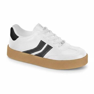 Imagem de Tênis Feminino Vizzano Casual Retro Estiloso Solado Marrom Plataforma 