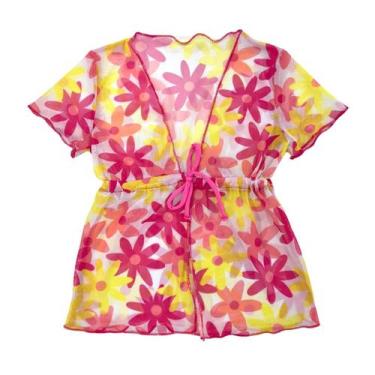 Imagem de Kimono Saída De Praia Floral Fresco Infantil Menina Tule - Catarinense
