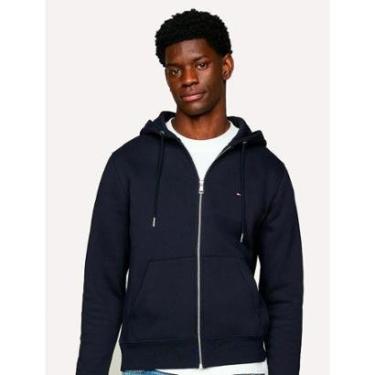 Imagem de Moletom Tommy Hilfiger Masculino Flag Logo Zip-Through Hoody Azul Marinho-Masculino