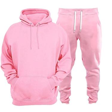 Imagem de Conjunto Moletom Plus Size Blusa Canguru e Calça Plus Size Liso Masculino Feminino-Unissex