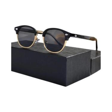 Imagem de Óculos De Sol Unissex Polarizados TR90 Clássicos Com Meia Armação Pret