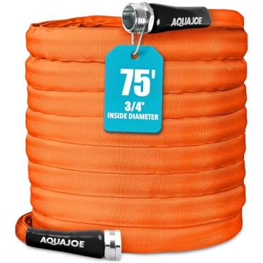 Imagem de Aqua Joe AJFJH75-34-CTR Mangueira de jardim de grau empreiteiro flexível sem torção, fluxo máximo de 1,9 m x 1,9 cm, RV e campista