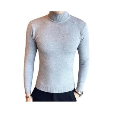 Imagem de Suéter Masculino Slim Fit De Gola Alta, Pulôver De Malha Quente Para O