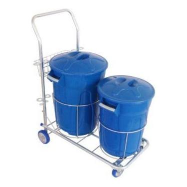 Imagem de Carrinho Funcional Para Limpeza Com Dois Baldes - Higipack