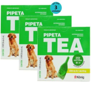 Imagem de Pipeta Tea 5 ml Antiparasitário Contra Pulgas para Cães de 25,1 até 40
