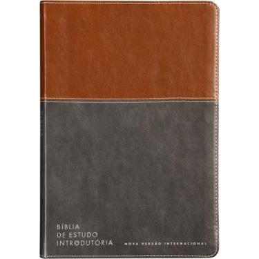 Imagem de Livro - Bíblia de Estudo introdutória NVI, Capa luxo marrom e cinza ch