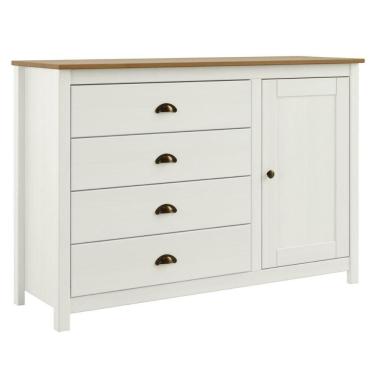 Imagem de Comoda 4 Gavetas 1 Porta Madeira Macica Taeda 125 cm 9149 Festra