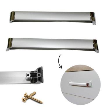 Imagem de Kit c/ 10 Puxadores Tarsila para Armários, Móveis e Gavetas Alumínio C