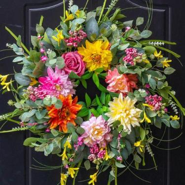 Imagem de Guirlanda de Porta Primavera e Verão Soomeir 61 cm Decoração Floral