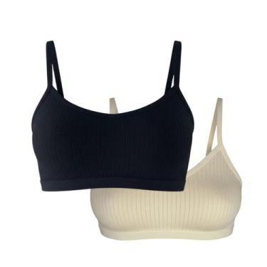 Imagem de KIT 2 TOP Menina Moça Bojo Removível Conforto Alça Regata COR:BEGE-ROS