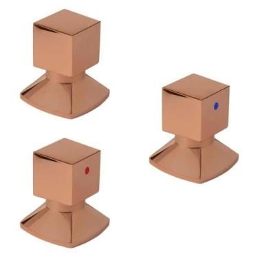 Imagem de Kit 3 Acabamentos para Registro C46 Água Quente/fria Ro7246 Ducon Meta