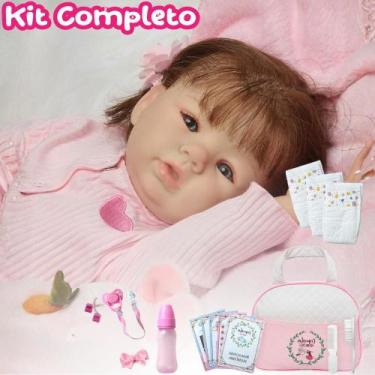 Imagem de Bebê Reborn Realista Silicone Olhos Azuis Com Itens - Cegonha Reborn D