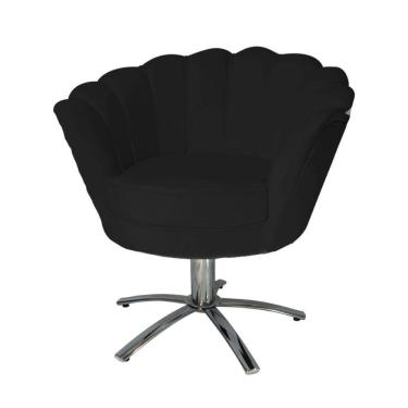 Imagem de Conjunto 2 Poltronas Estofada Com Base Giratória de Metal Pétala Suede Preto - LM DECOR