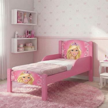 Imagem de Mini Cama Para Criança Com Colchão Inclusa Tema Barbie - Barbie Rosa