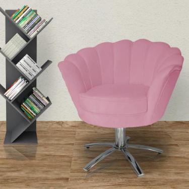 Imagem de Poltrona Estofada Decorativa 1 Lugar Base Giratória de Metal Pétala Su