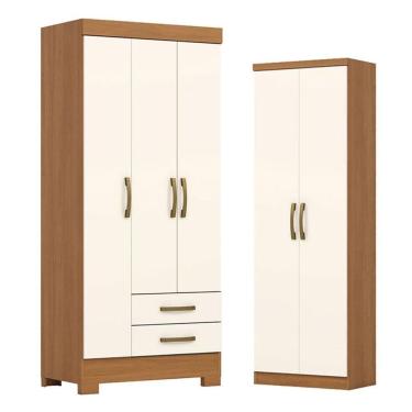Imagem de Guarda Roupa Sensi 03 Portas E 02 Gavetas Com Pés Be16 Com Armário Multiuso Margarida C...
