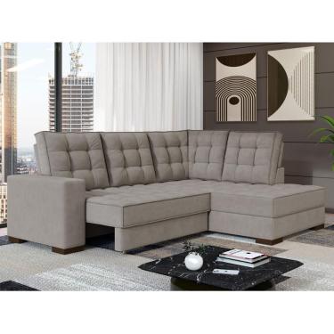 Imagem de Sofá De Canto Retrátil E Reclinável 4 Lugares 220cm Multimóveis CR45346 Bege