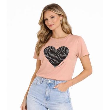 Imagem de Blusa Feminina Manga Curta Infinita Cor Marrom, M, Marrom