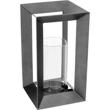 Imagem de CASTIÇAL PORTA VELA METAL 33x18x18cm CINZA