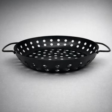 Imagem de Grelha Perfurada Antiaderente Redonda 24cm com Alça para Churrasco - G