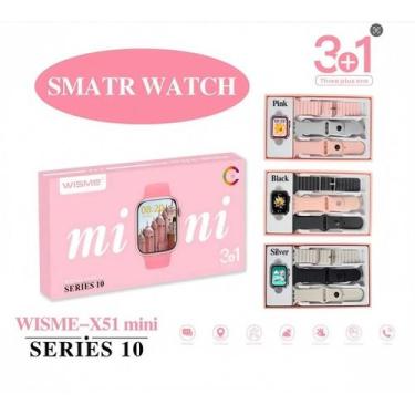 Imagem de Relogio Smart Watch X51 mini ROSA com 3 pulseiras tamanho 38mm - Bened