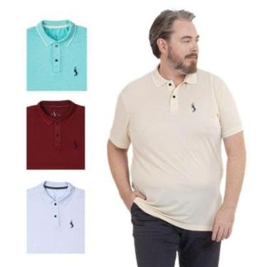 Imagem de Kit 4 Camisa Polo Plus Masculina Dia a Dia-Masculino