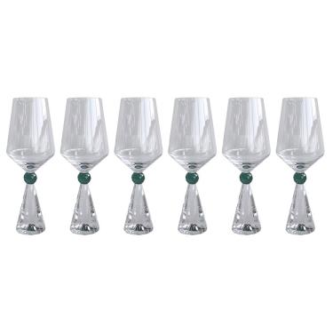 Imagem de Conjunto 6 Taças Diamond de Vidro com Base de Cristal Verde 595ml BJ0027 BTC