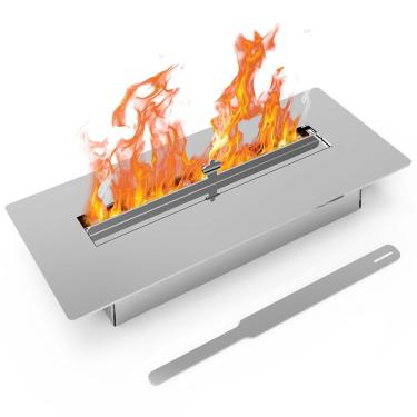 Imagem de Lareira Ecológica de Embutir Q50 50cm 1L em Aço Inox para Ambientes Até 25m² com Mantas...