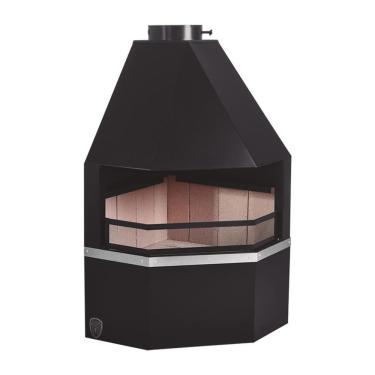 Imagem de Lareira de Canto com Kit Instalação para Ambientes Até 50m² Preto Fornos Pinhal com Tel...