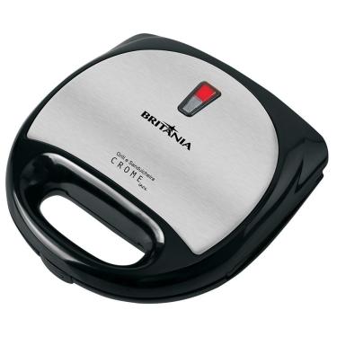 Imagem de Sanduicheira e Grill Britânia Crome 2 Inox para 2 Fatias com Placas Antiaderentes 110V