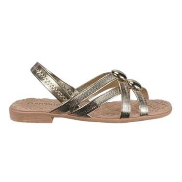 Imagem de Sandália Rasteirinha Feminina Comfortflex Trama Metal 2541403  Leve, C