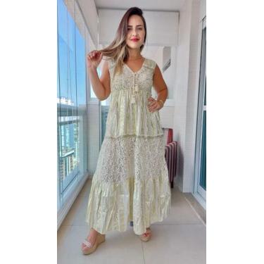 Imagem de Vestido Longo Indiano Linha Luxo Premium Boho Chic c/ Forro-cod.70 - A