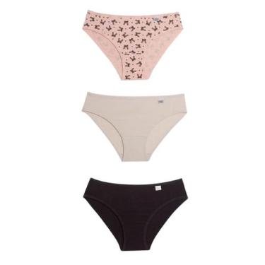 Imagem de Kit 3 Calcinhas Infantil Delrio 51309 Estampadas Algodão, Laço, P