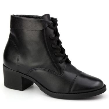Imagem de Bota Feminina Coturno Couro Cano Curto Salto Baixo Conforto - Neftali,