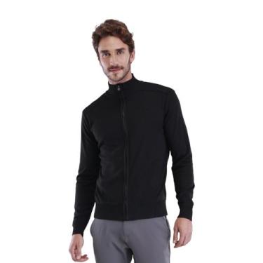 Imagem de Suéter Woven Wave C Zíper Slim Yacht Master Preto, Preto, GG